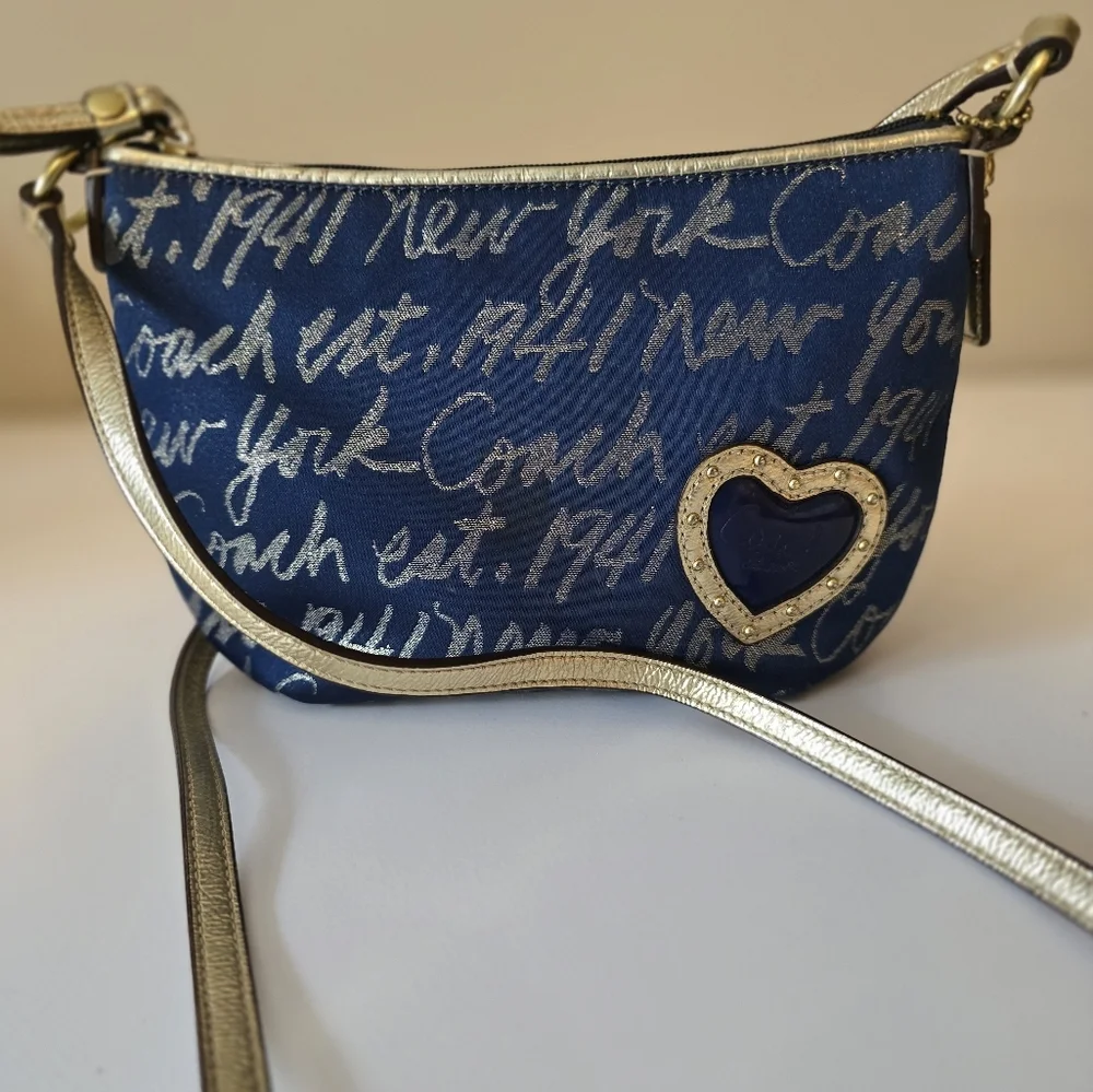 COACH BLUE & GOLD NEW YORK CROSS BODY - Picture 2 of 12